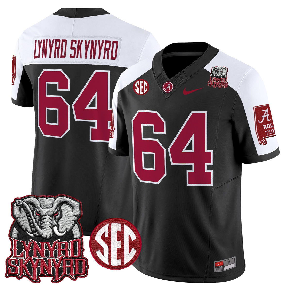 Men's Alabama Crimson Tide x Lynyrd Skynyrd Vapor Limited Jersey - Alabama Map - All Stitched