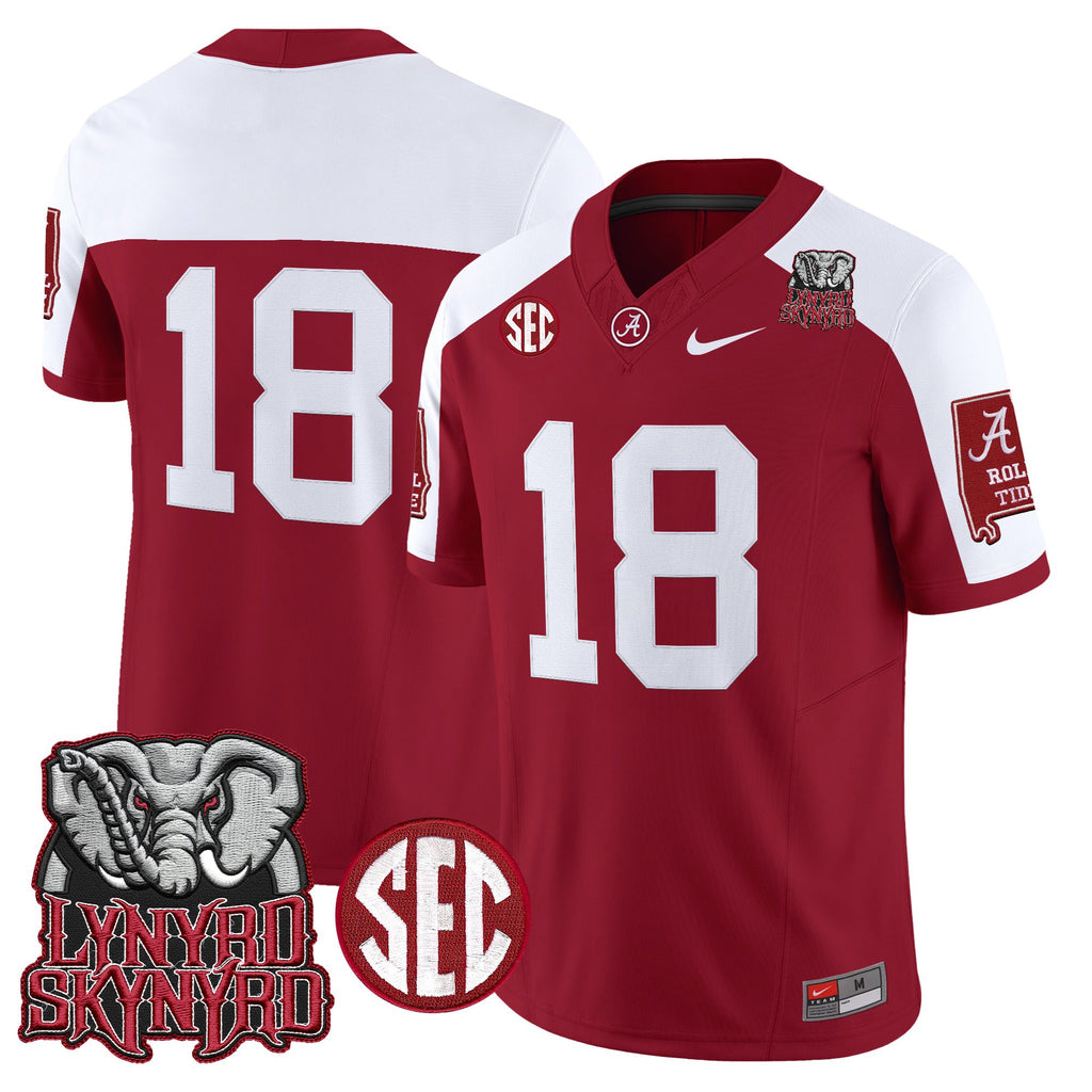 Men's Alabama Crimson Tide x Lynyrd Skynyrd Vapor Limited Jersey - Alabama Map - All Stitched