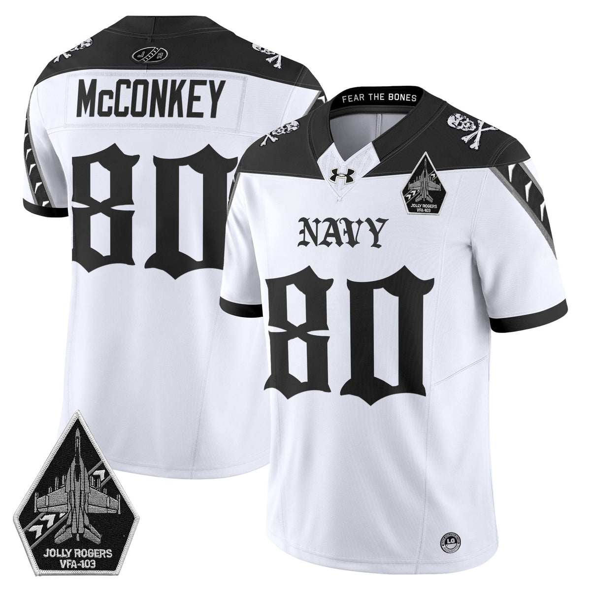 Men's Navy Midshipmen 'Jolly Rogers: Gothic Squadron Edition' Vapor Limited Jersey - All Stitched
