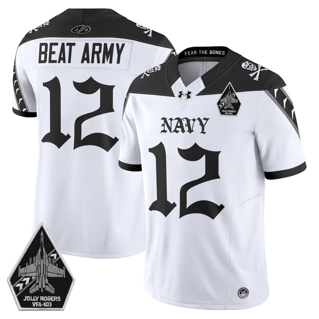 Men's Navy Midshipmen 'Jolly Rogers: Gothic Squadron Edition' Vapor Limited Jersey - All Stitched