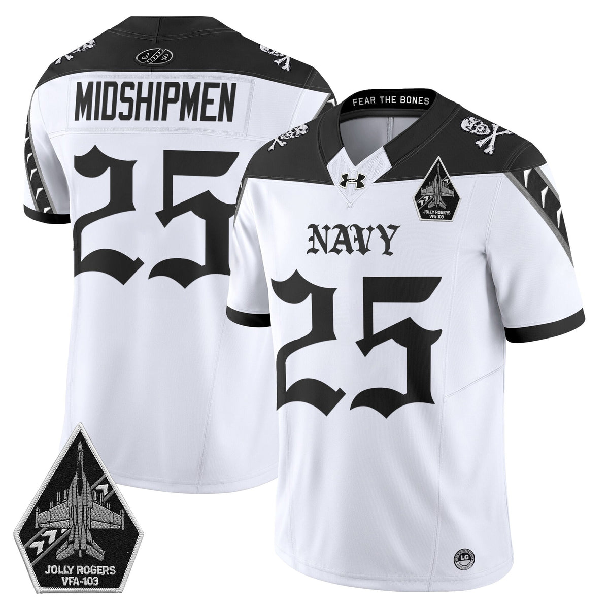 Men's Navy Midshipmen 'Jolly Rogers: Gothic Squadron Edition' Vapor Limited Jersey - All Stitched