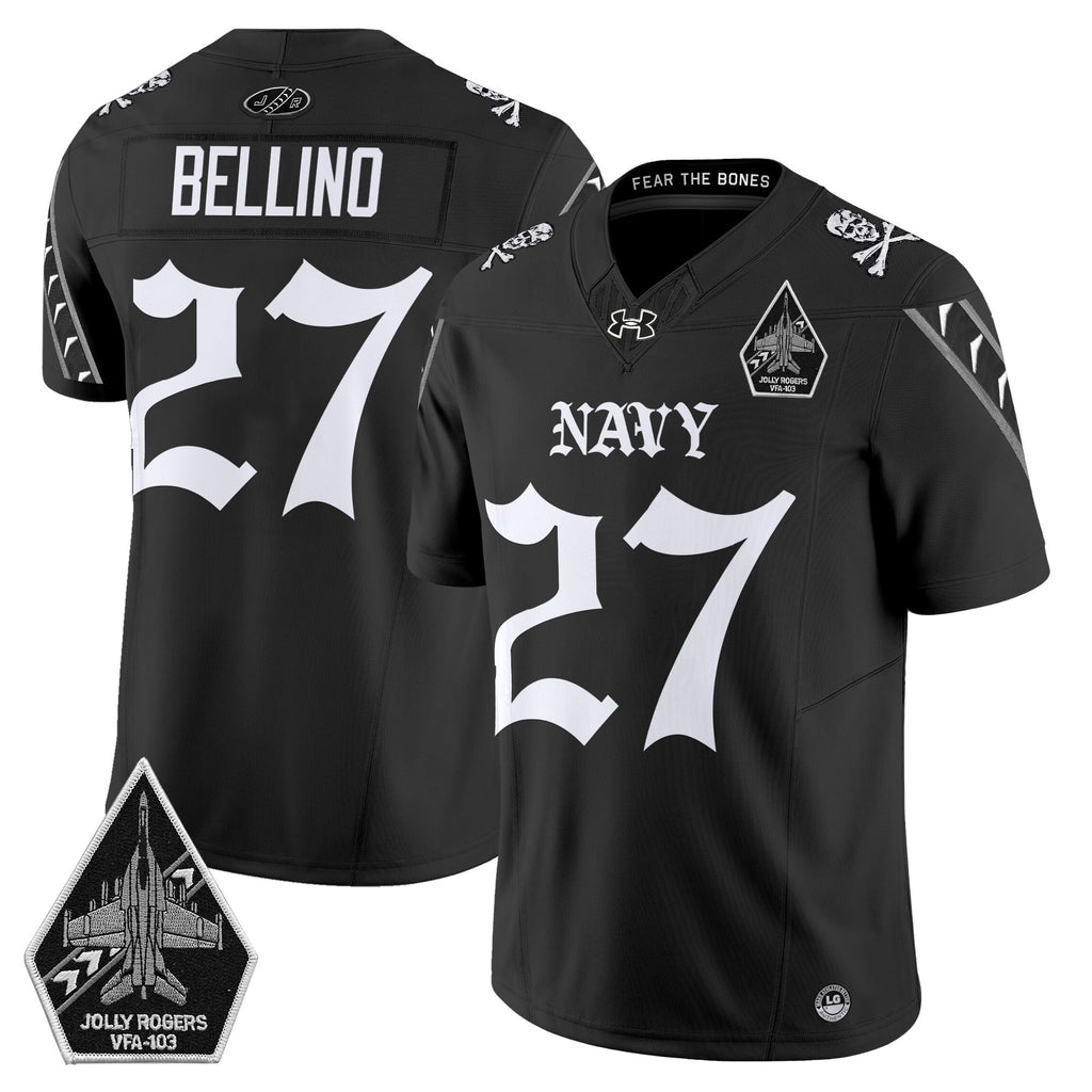 Men's Navy Midshipmen 'Jolly Rogers: Gothic Squadron Edition' Vapor Limited Jersey - All Stitched