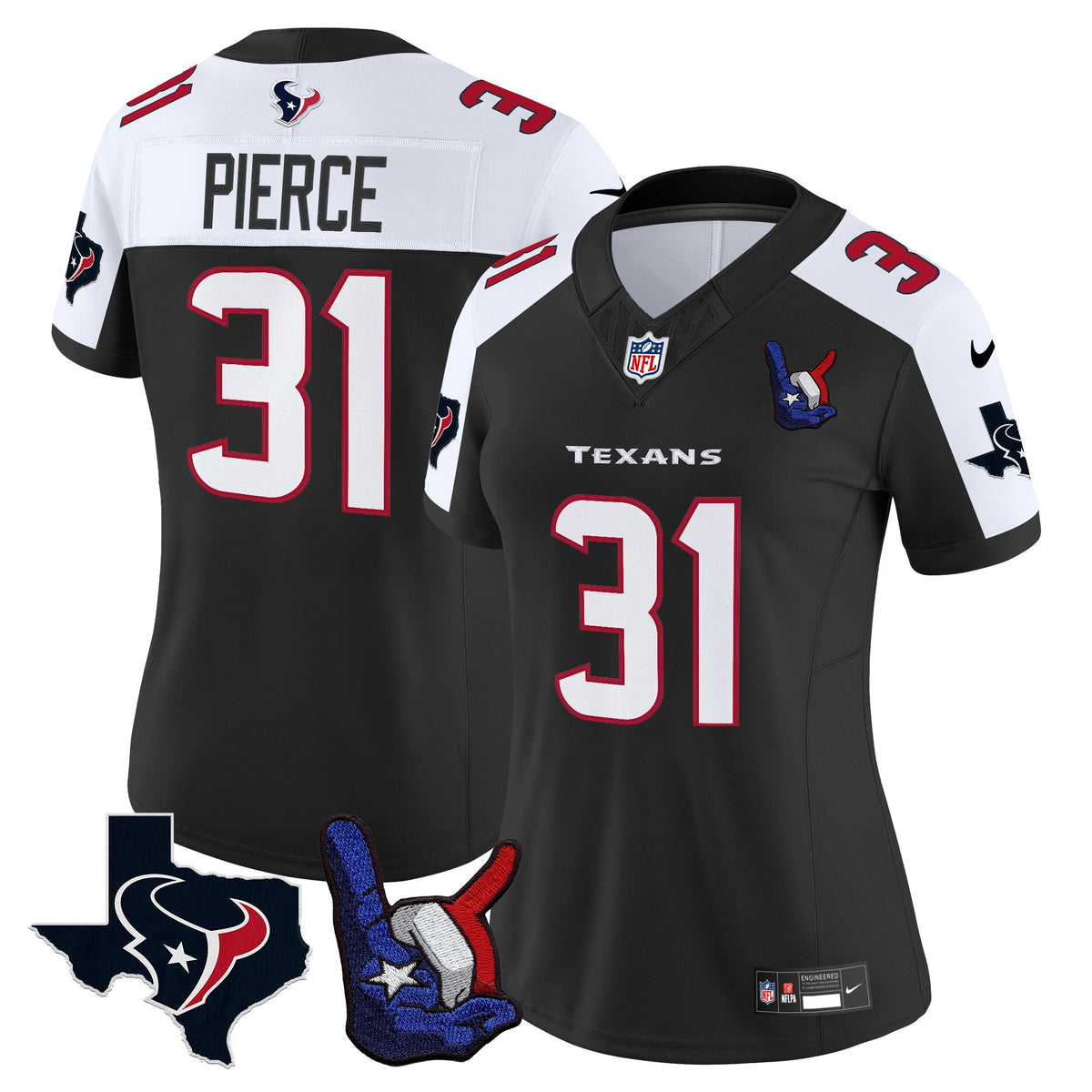 Women's Houston Texans Hand Sign Throwing Up The H Vapor Jersey - All Stitched