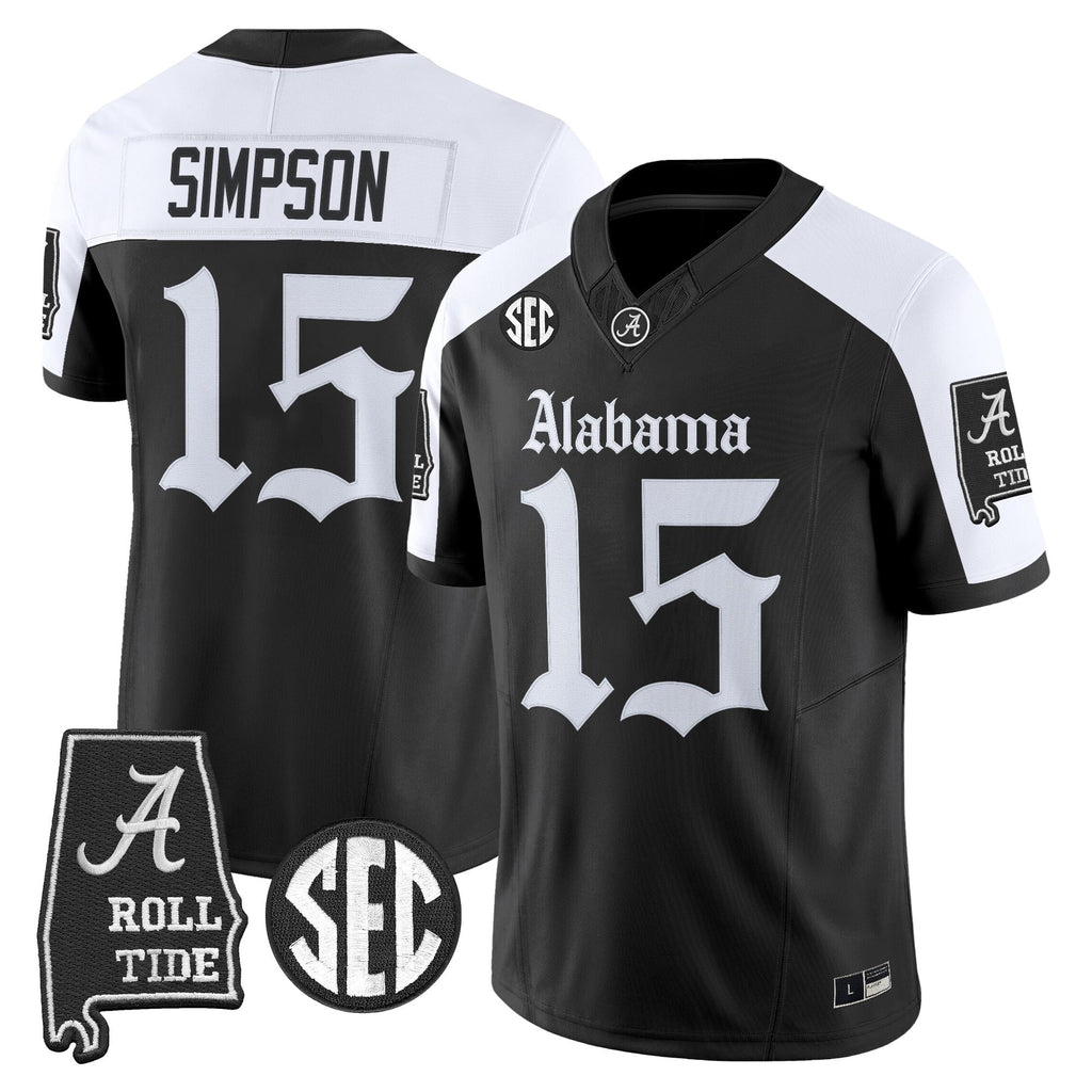 Men's Alabama Crimson Tide 'Gothic Edition' Vapor Limited Jersey - Alabama Map - All Stitched