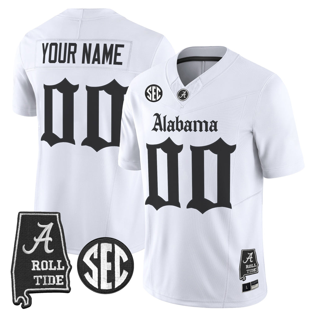 Alabama Crimson Tide 'Gothic Edition' Vapor Limited Custom Jersey - Alabama Map - All Stitched