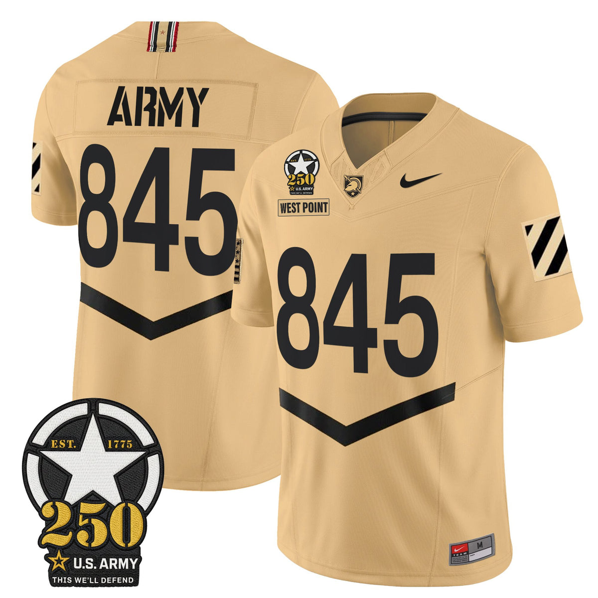 Men's Army Black Knights 250th Anniversary Patch Vapor Limited Jersey - All Stitched