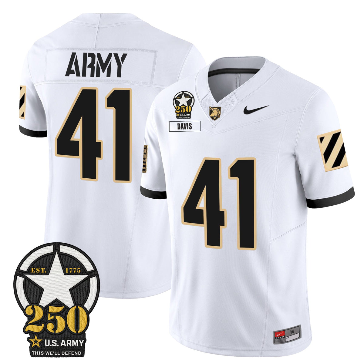 Men's Army Black Knights 250th Anniversary Patch Vapor Limited Jersey - All Stitched