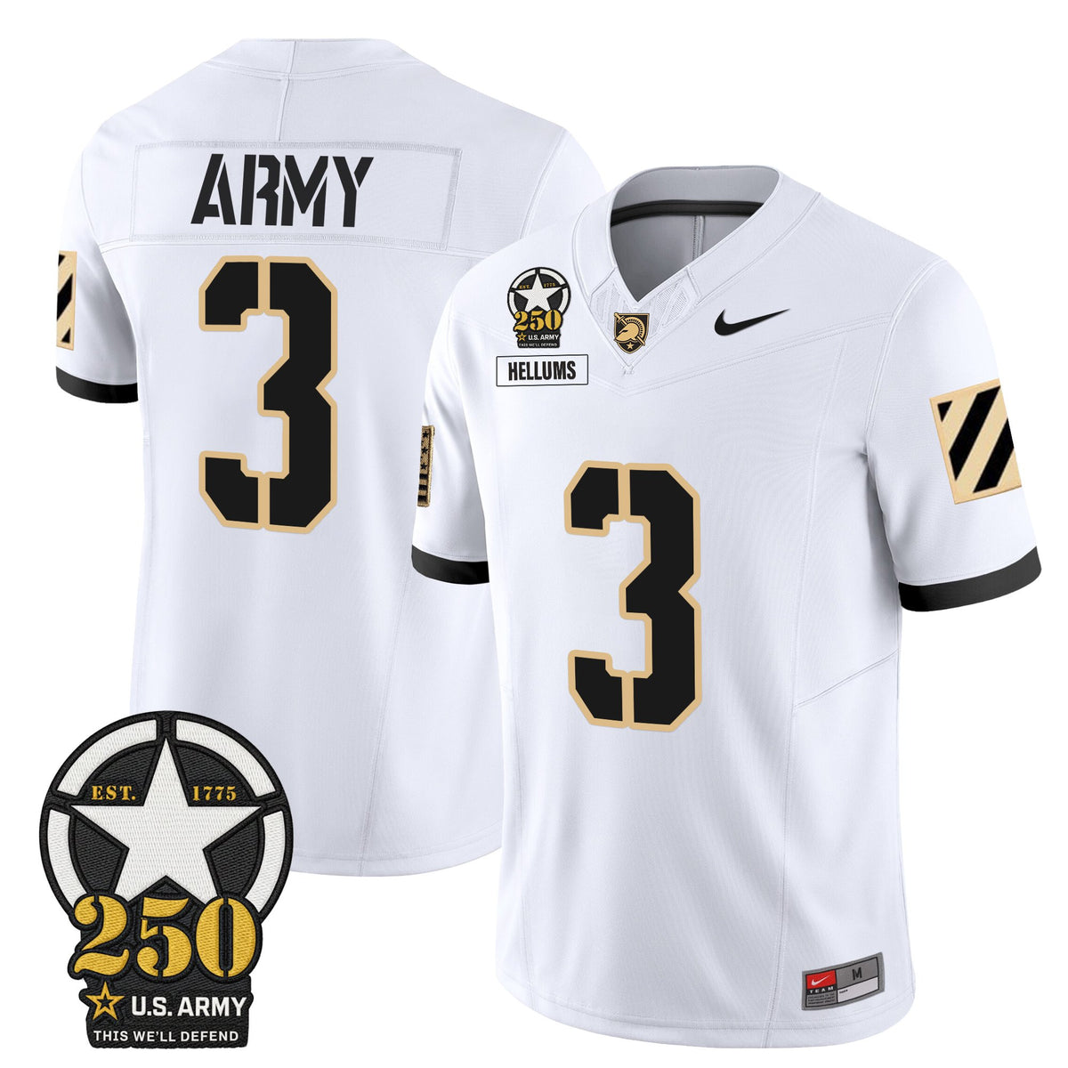 Men's Army Black Knights 250th Anniversary Patch Vapor Limited Jersey - All Stitched