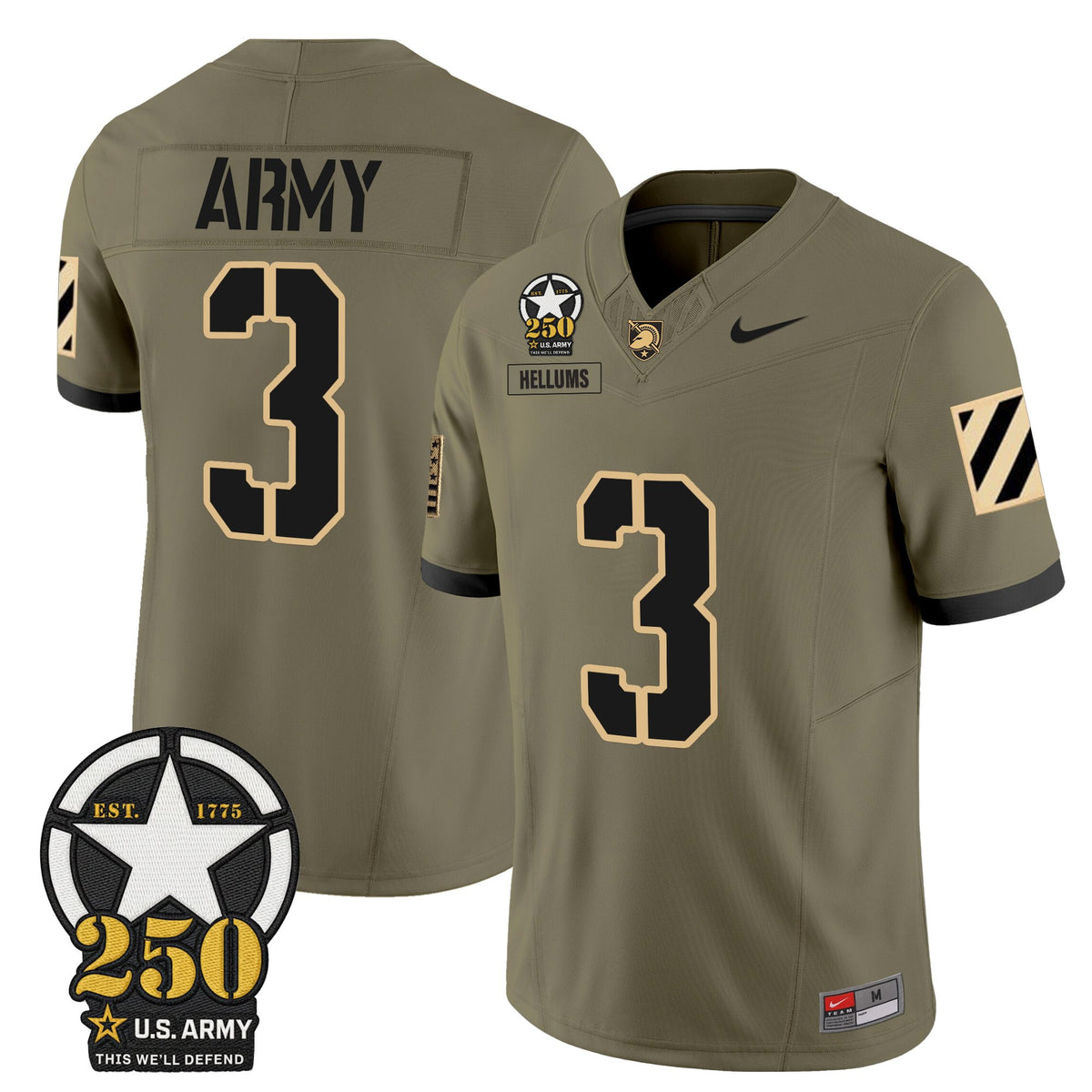Men's Army Black Knights 250th Anniversary Patch Vapor Limited Jersey - All Stitched