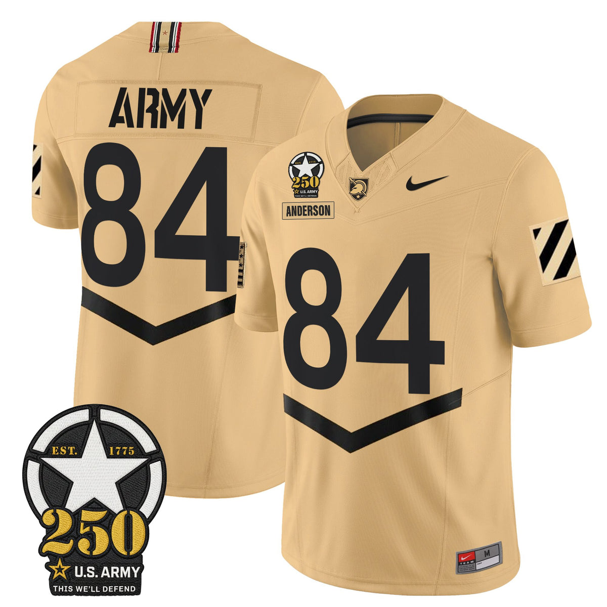 Men's Army Black Knights 250th Anniversary Patch Vapor Limited Jersey - All Stitched