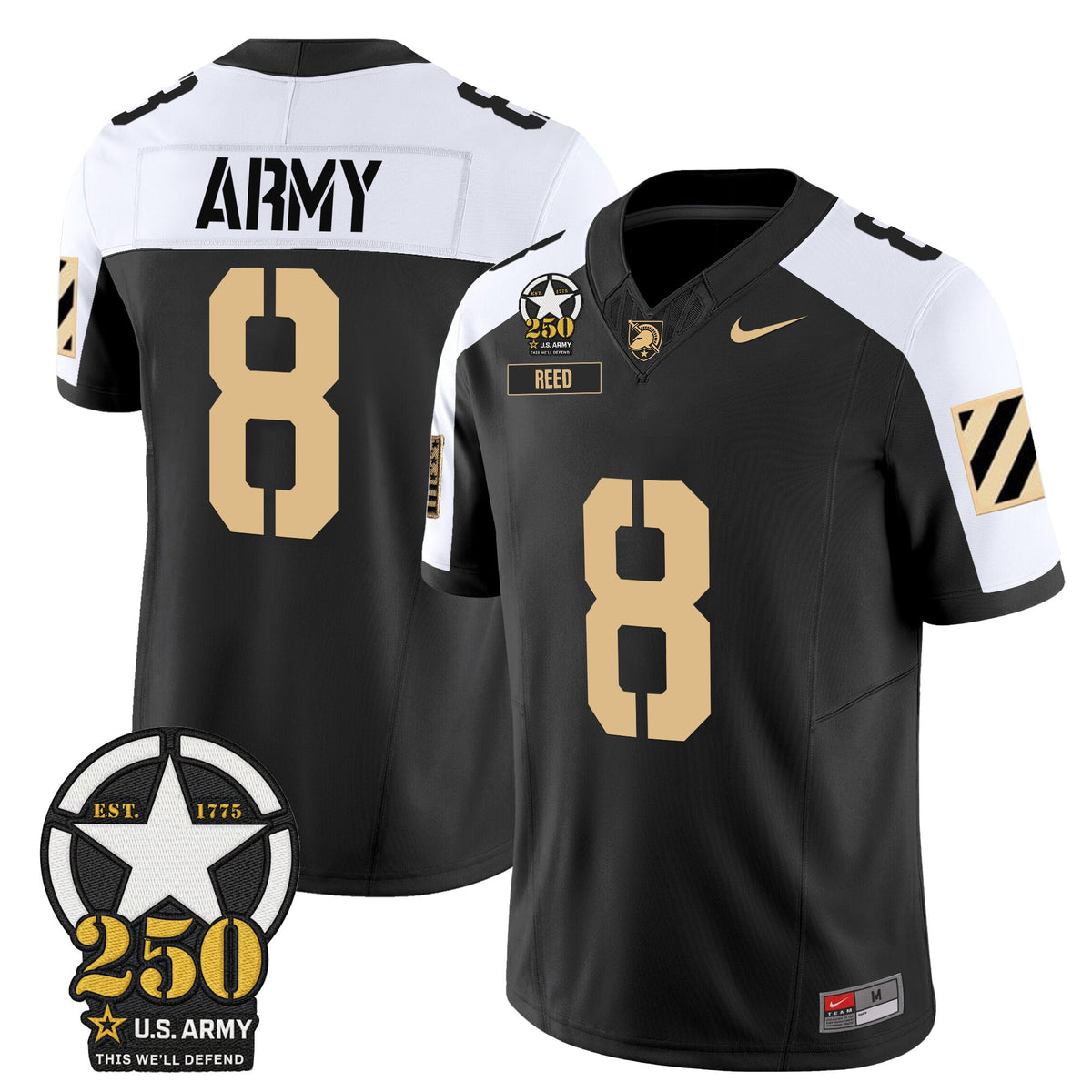 Men's Army Black Knights 250th Anniversary Patch Vapor Limited Jersey - All Stitched