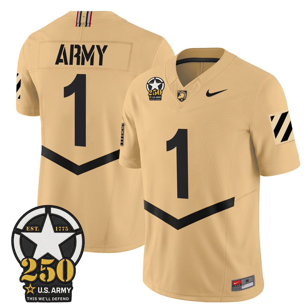 Men's Army Black Knights 250th Anniversary Patch Vapor Limited Jersey - All Stitched