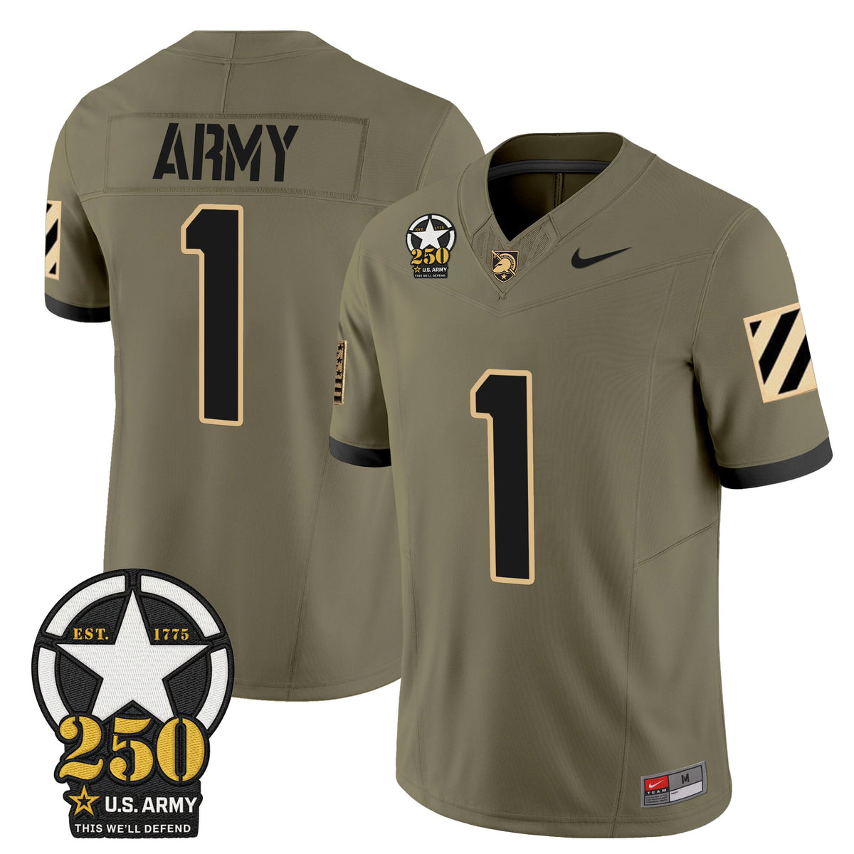 Men's Army Black Knights 250th Anniversary Patch Vapor Limited Jersey - All Stitched