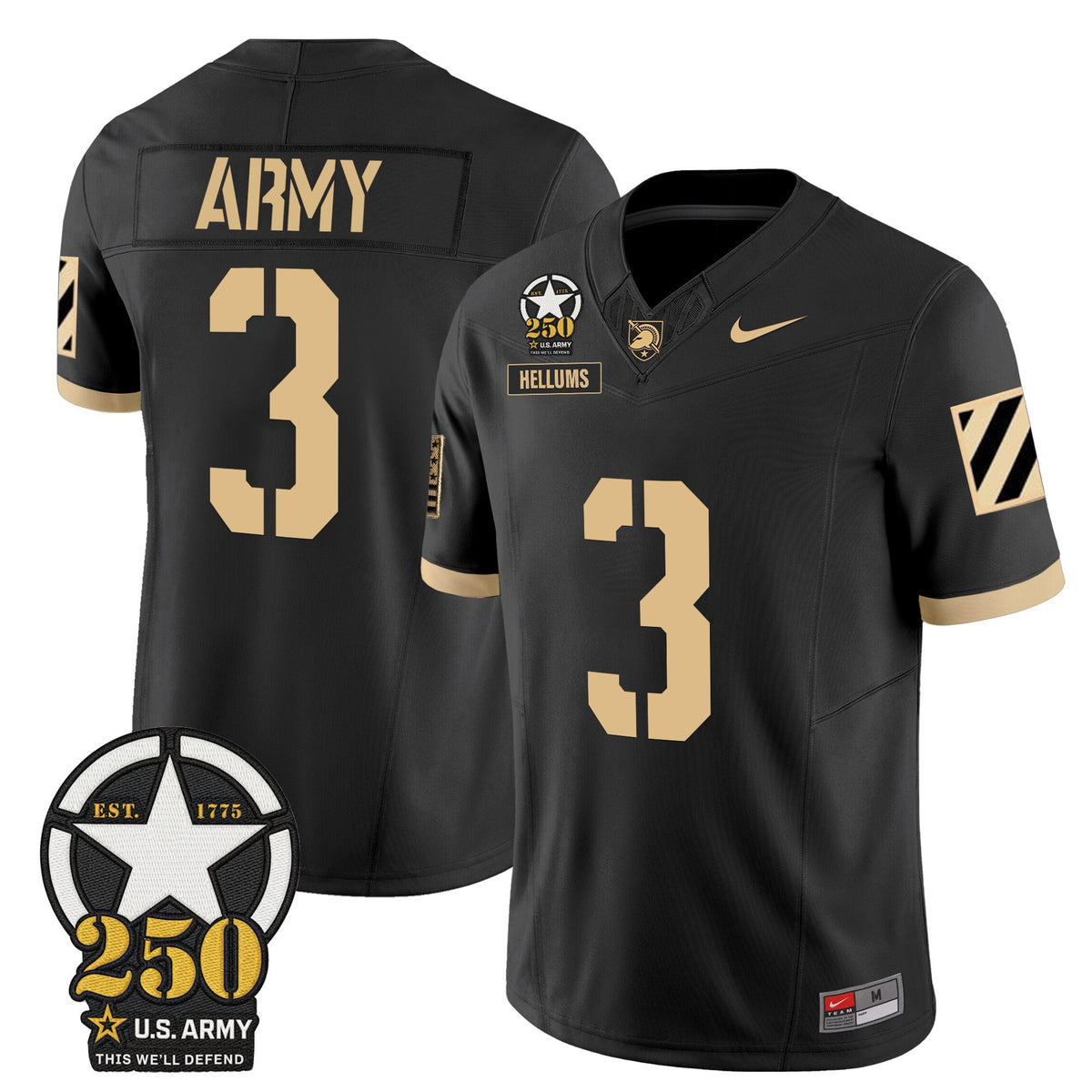 Men's Army Black Knights 250th Anniversary Patch Vapor Limited Jersey - All Stitched