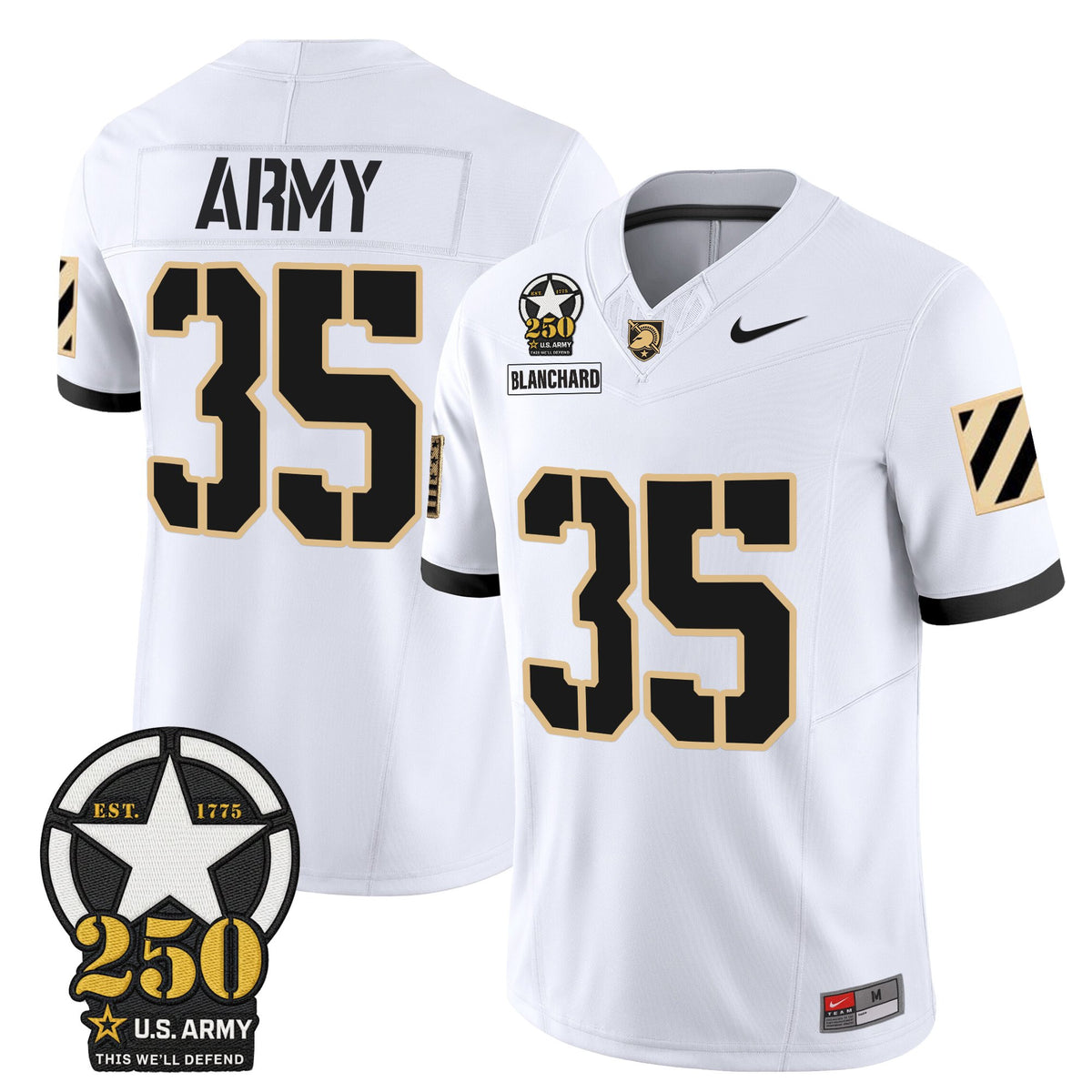 Men's Army Black Knights 250th Anniversary Patch Vapor Limited Jersey - All Stitched