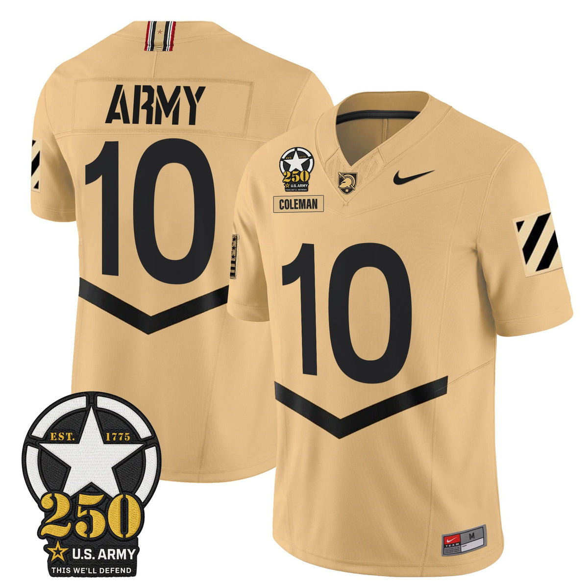Men's Army Black Knights 250th Anniversary Patch Vapor Limited Jersey - All Stitched