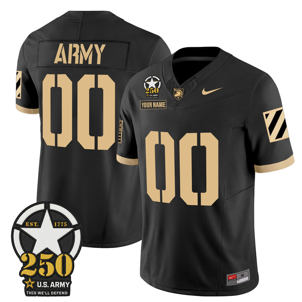 Army Black Knights 250th Anniversary Patch Vapor Limited Custom Jersey - All Stitched