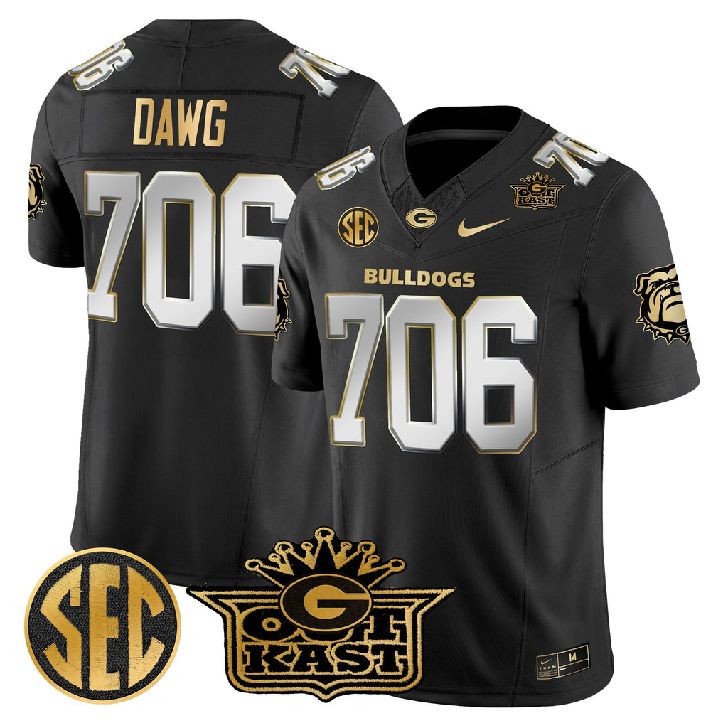 Men's Outkast x Georgia Bulldogs Gold Vapor Limited Jersey - All stitched