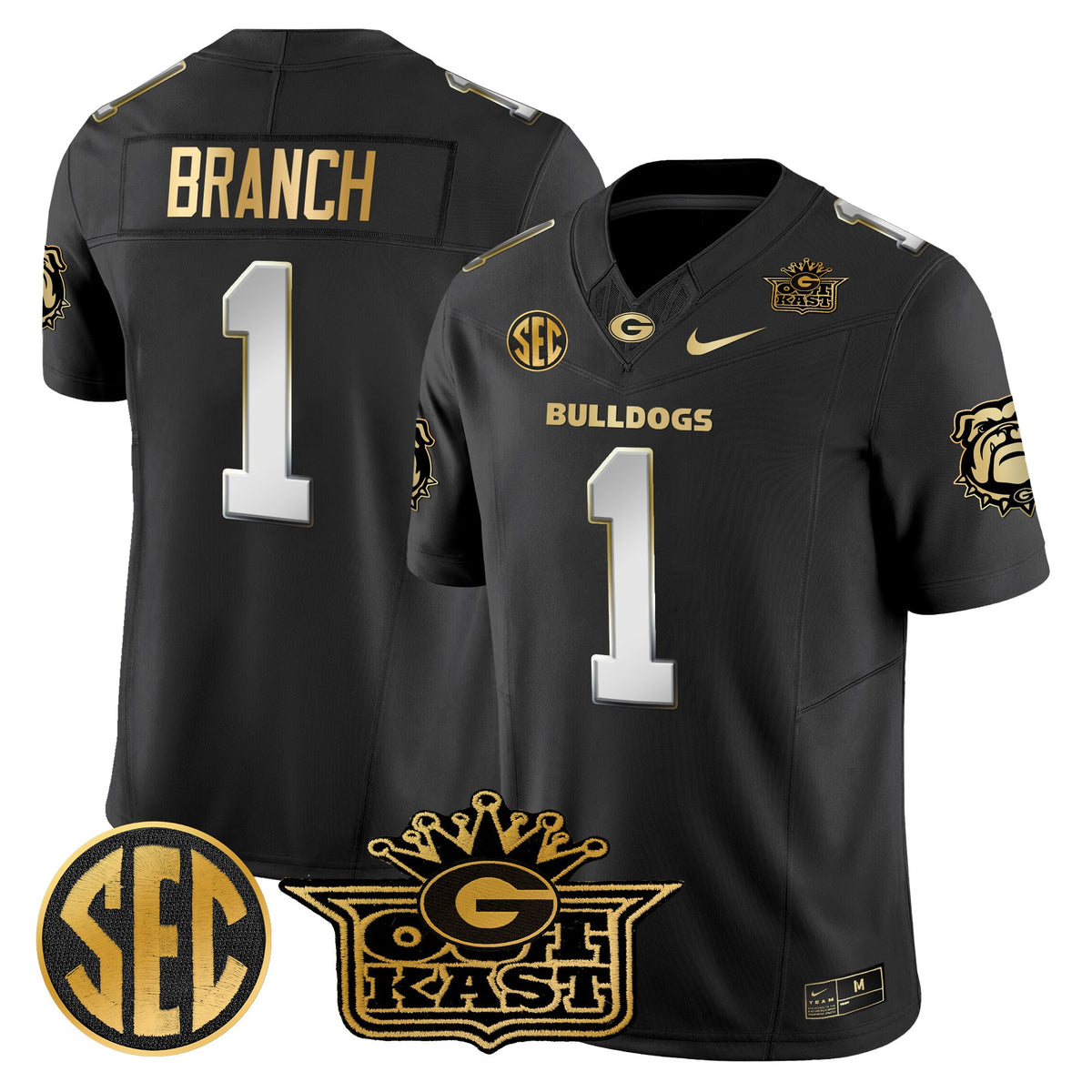 Men's Outkast x Georgia Bulldogs Gold Vapor Limited Jersey - All stitched