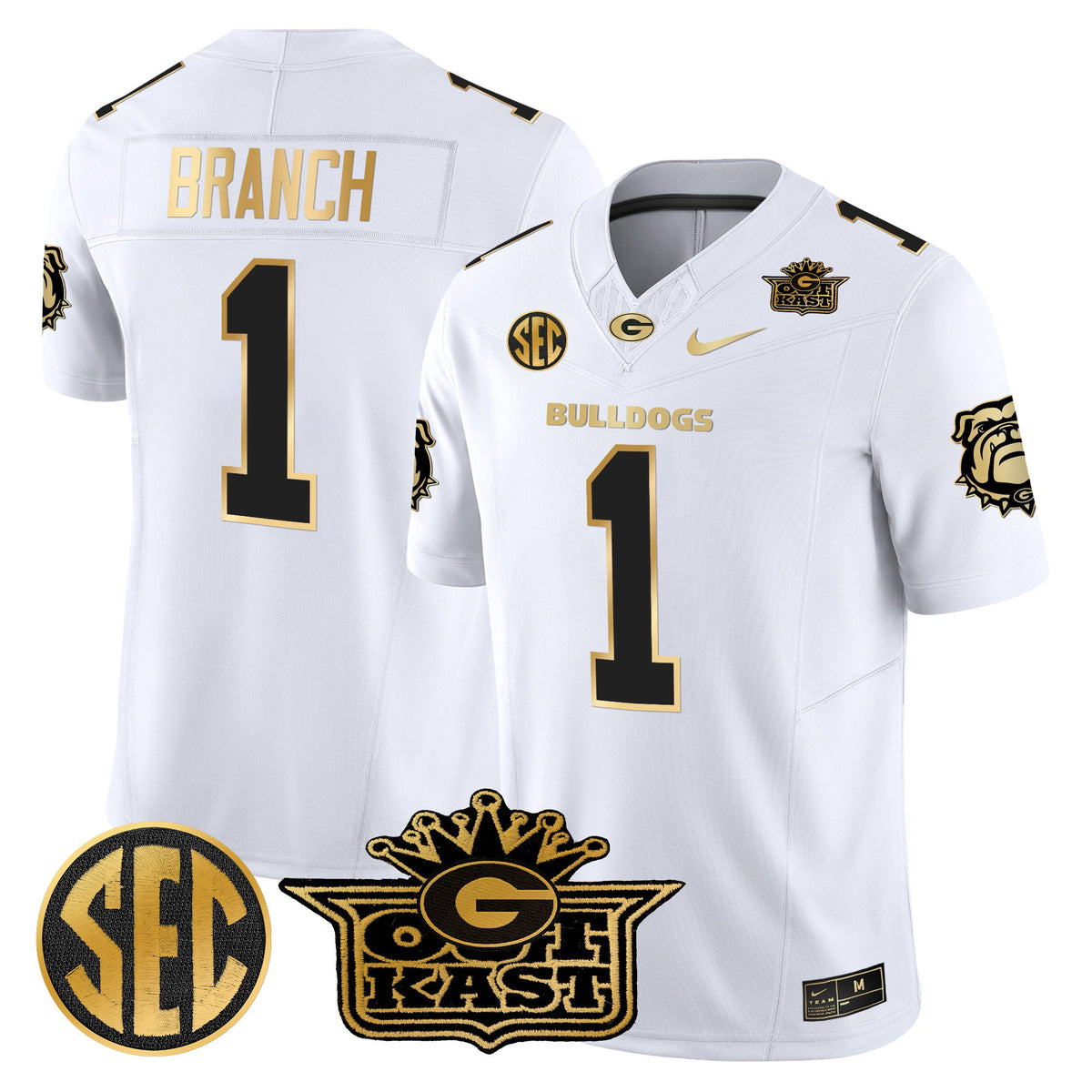 Men's Outkast x Georgia Bulldogs Gold Vapor Limited Jersey - All stitched