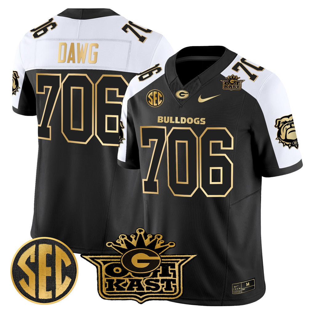 Men's Outkast x Georgia Bulldogs Gold Vapor Limited Jersey - All stitched