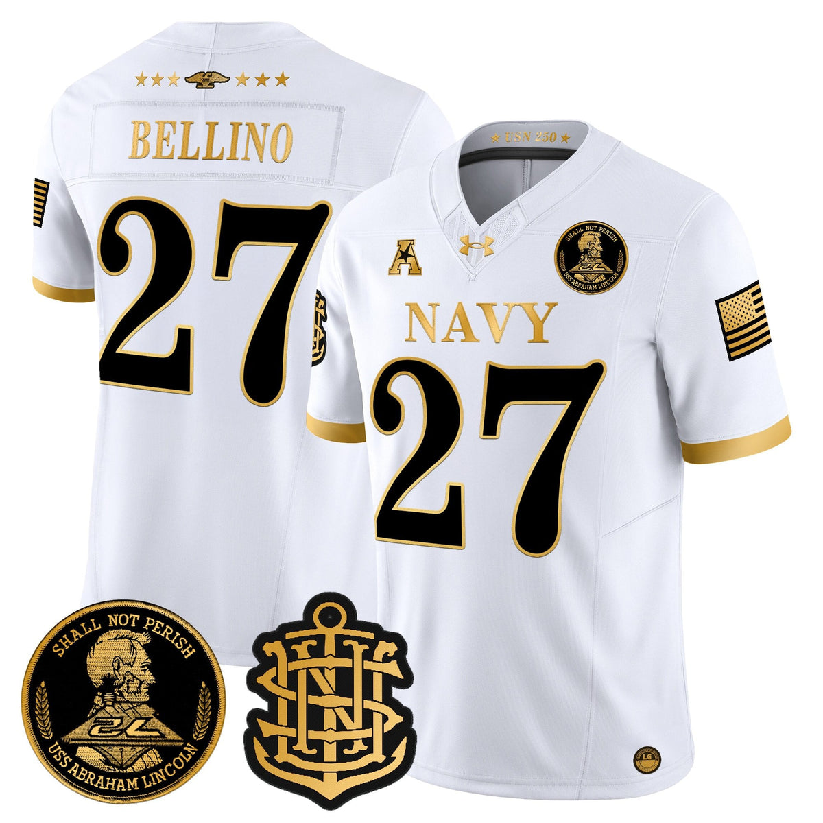 Men's Navy Midshipmen 250th Anniversary Gold Vapor Limited Jersey - All Stitched