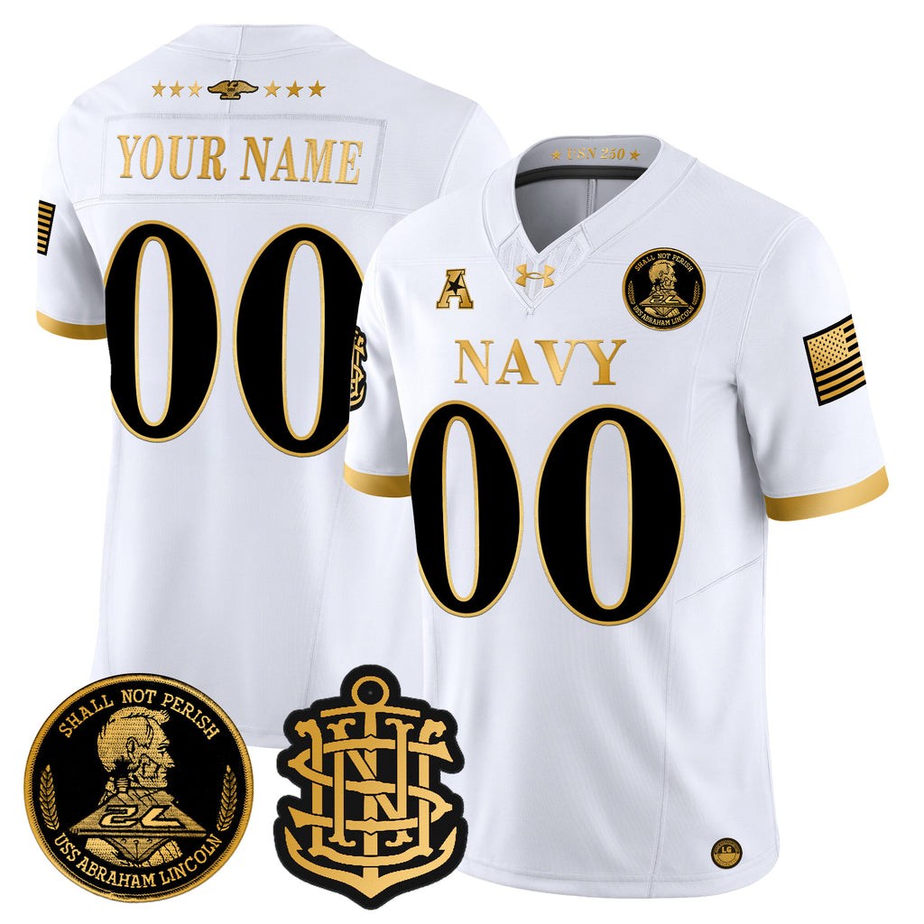 Navy Midshipmen 250th Anniversary Gold Vapor Limited Custom Jersey - All Stitched