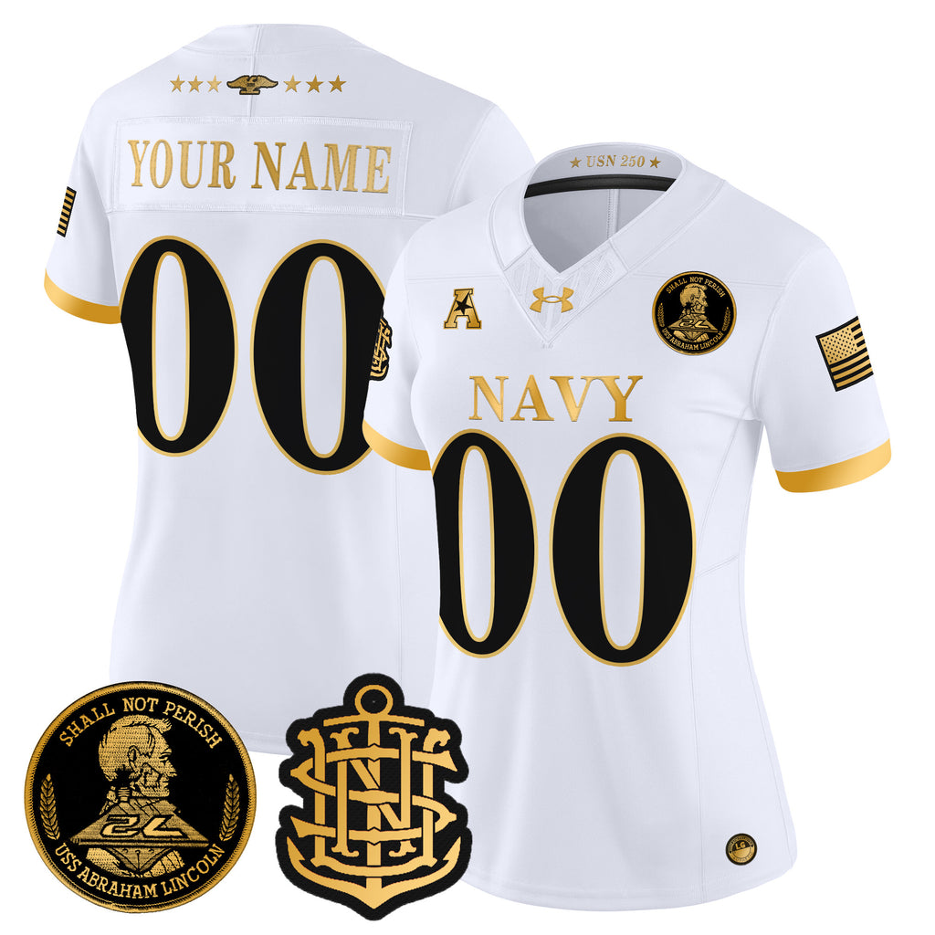 Navy Midshipmen 250th Anniversary Gold Vapor Limited Custom Jersey - All Stitched