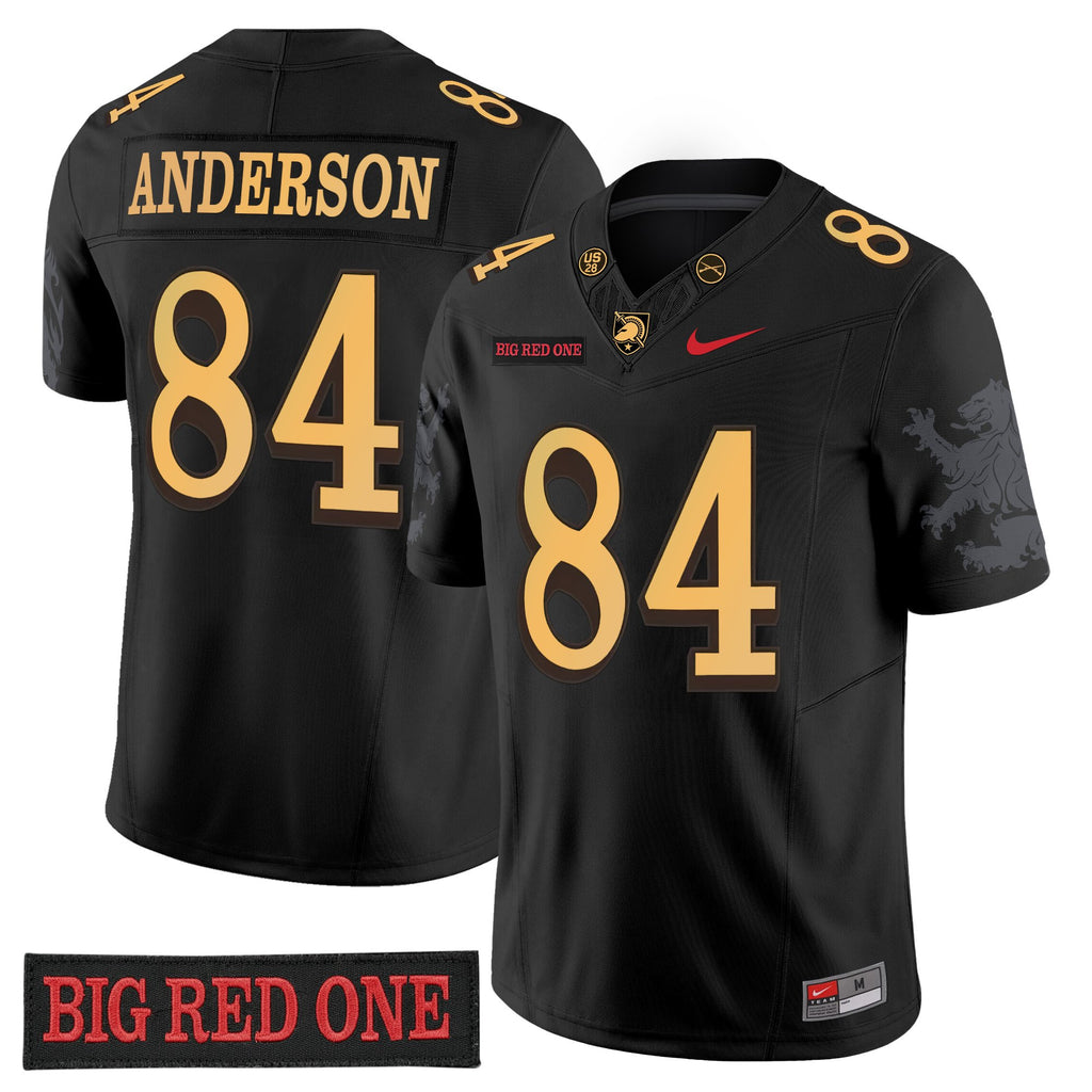 Army Black Knights 'Big Red One Edition' Vapor Jersey - Stitched Numbers/Patches - Black Lion Graphic Sleeves