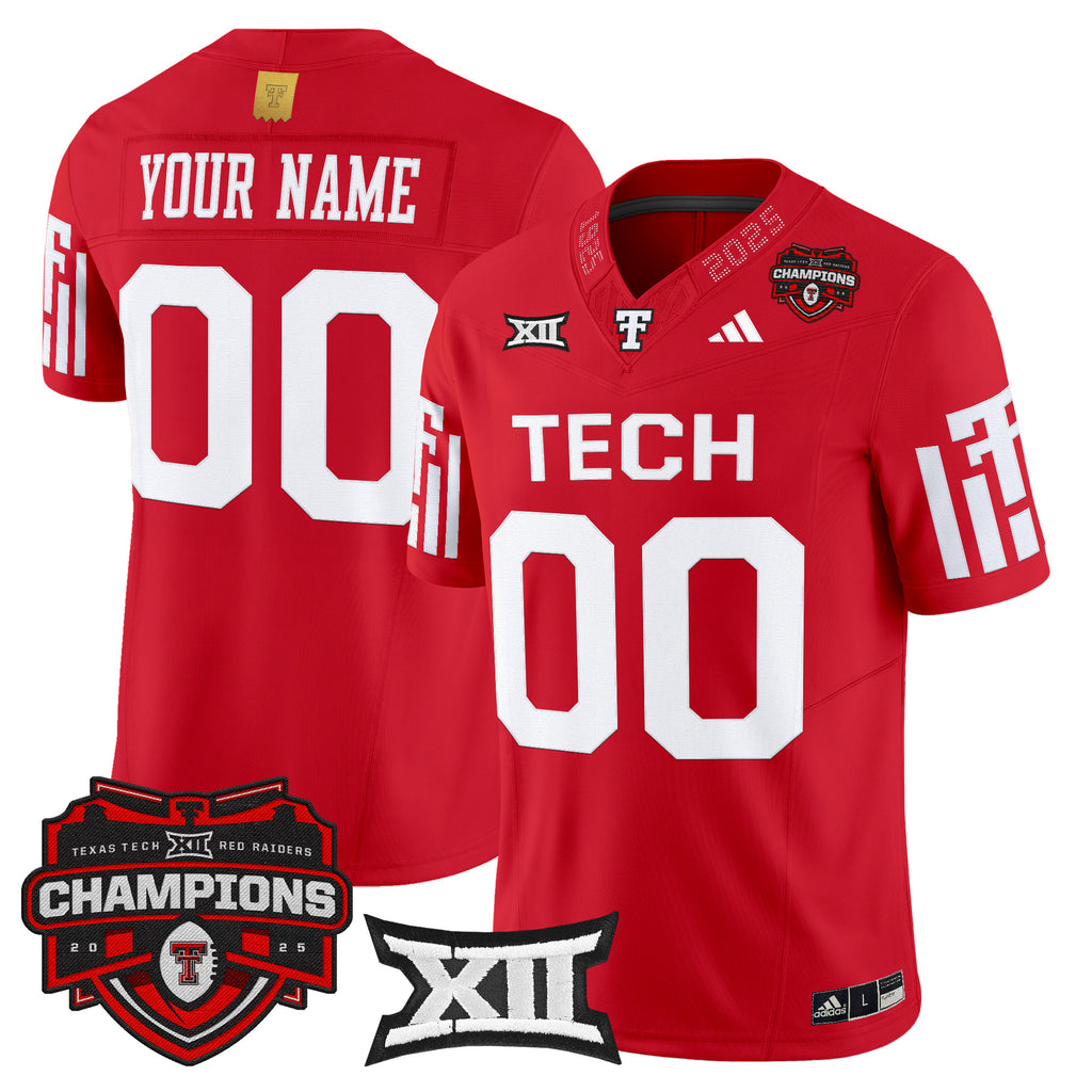 Texas Tech Red Raiders 2025 Big 12 Champions Vapor Limited Custom Jersey - All Stitched
