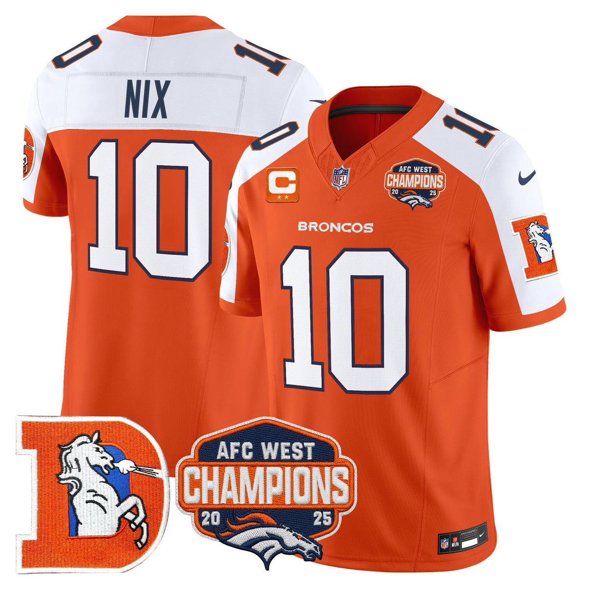 Men's Denver Broncos Throwback Vapor Limited Jersey - 2025 AFC West Division Champions Patch - All Stitched
