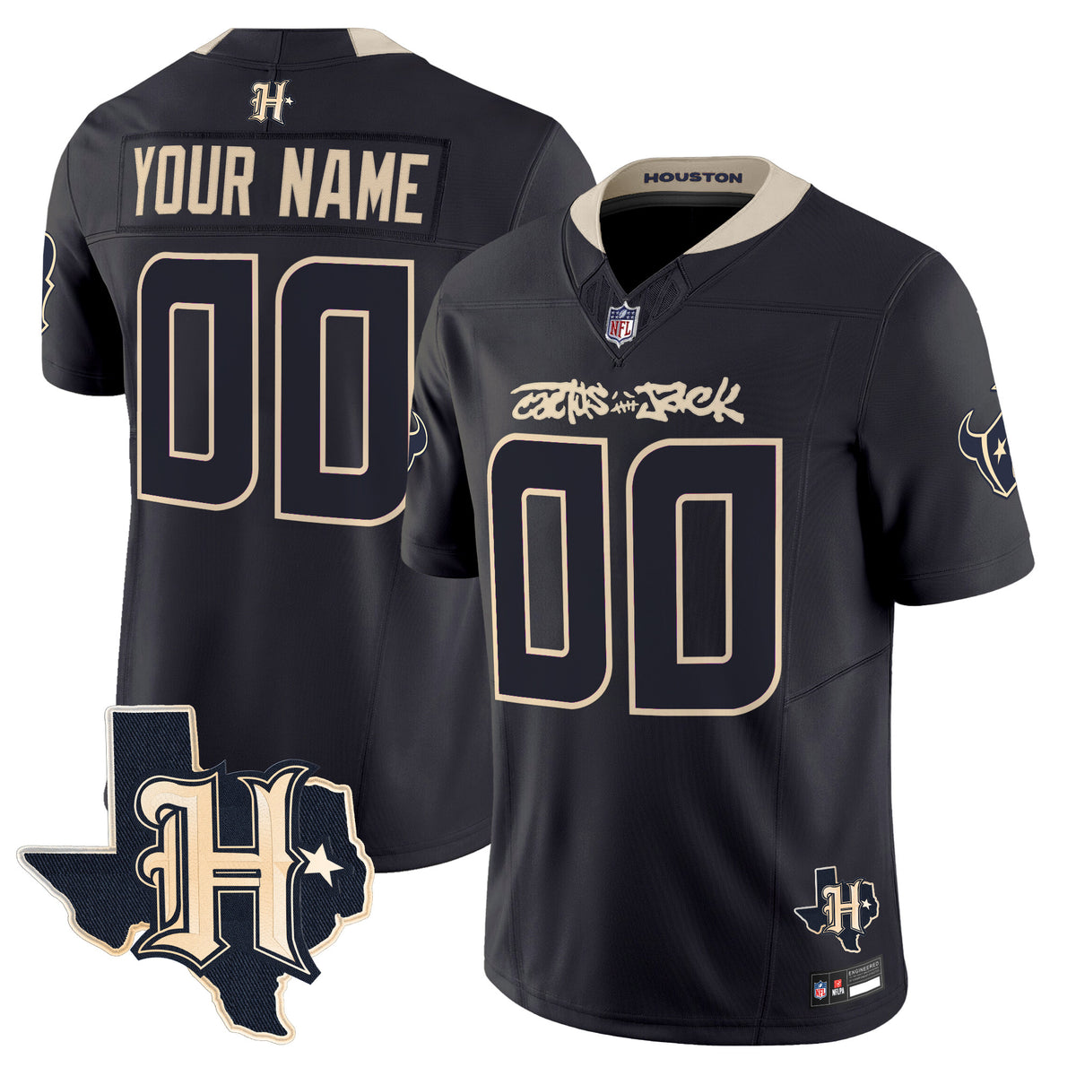 Houston Texans x Cactus Jack Vapor Limited Custom Jersey - All Stitched