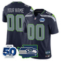 Seattle Seahawks 50th Anniversary Patch Vapor Limited Custom Jersey - All Stitched