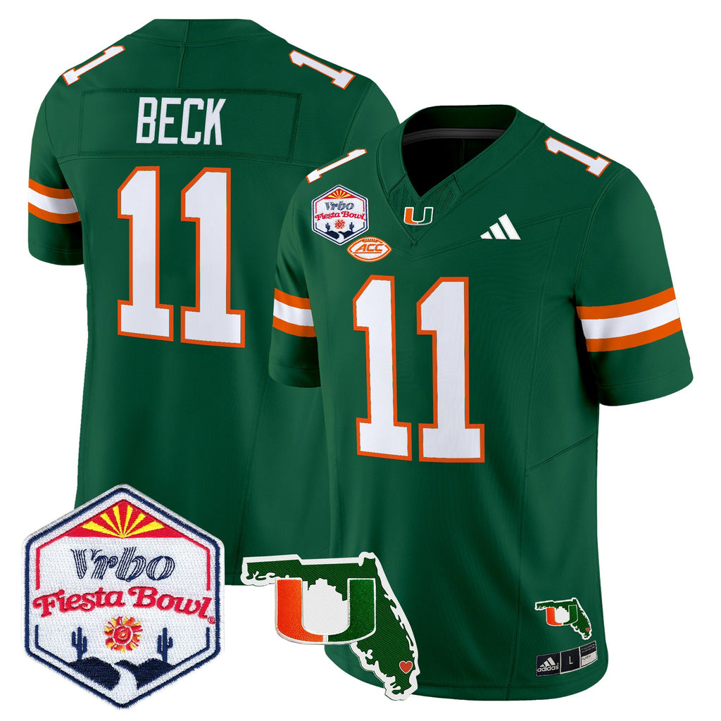 Men's Miami Hurricanes 2026 The Fiesta Bowl & Florida Patch Vapor Limited Jersey - All Stitched