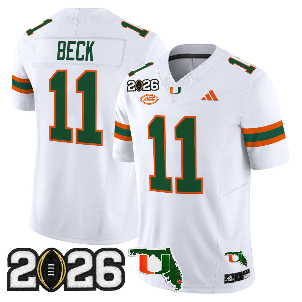 Men's Miami Hurricanes 2026 CFP Final & Florida Patch Vapor Limited Jersey - All Stitched