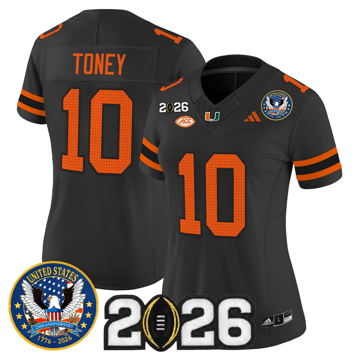 Women's Miami Hurricanes "United States 250th Anniversary & 2026 CFP Final Patch" Vapor Limited Jersey - All Stitched