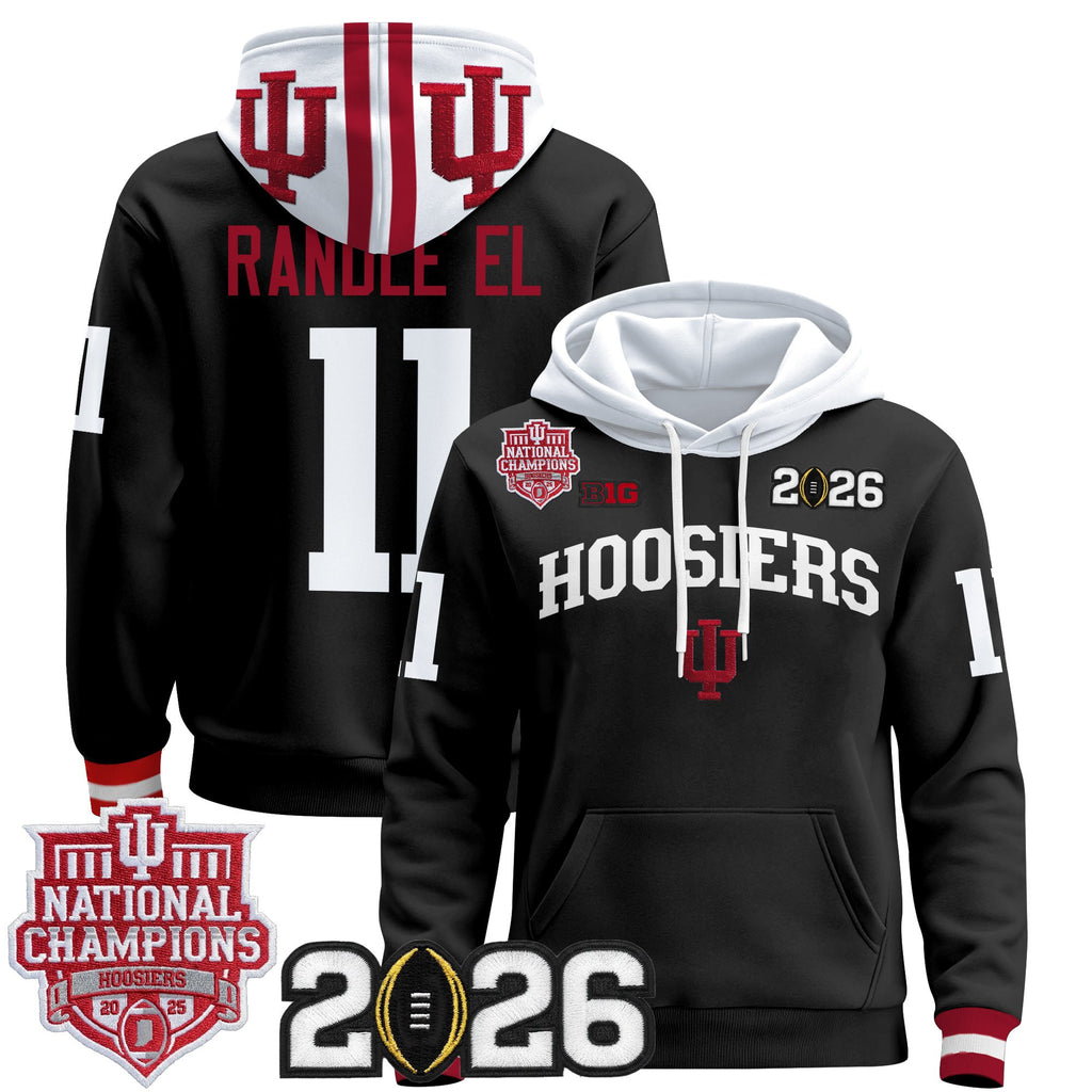Men's Indiana Hoosiers 2025 National Champions & 2026 CFP Final Patch Premium Pullover Hoodie - All Stitched