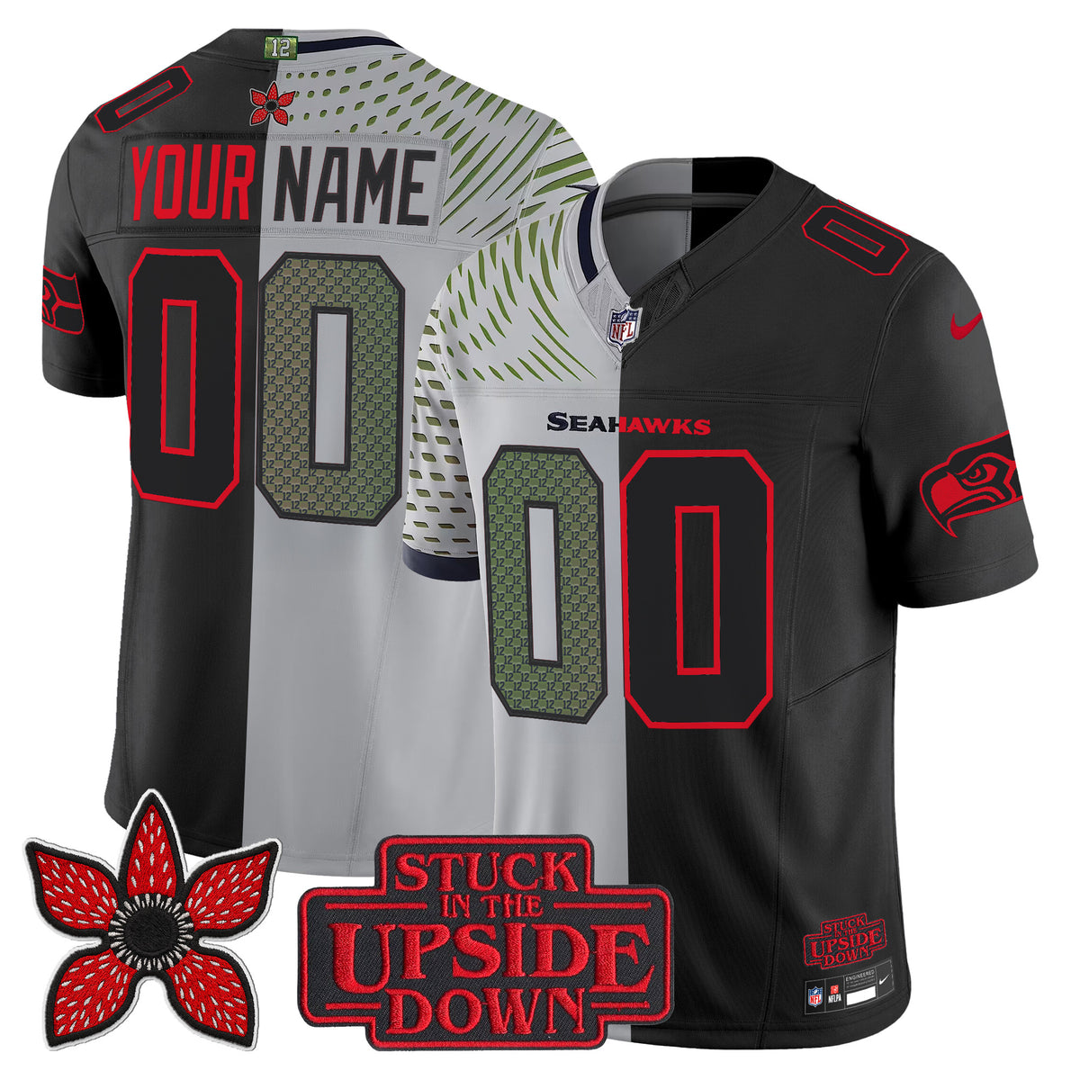 Seattle Seahawks 'Upside Down Edition' Vapor Limited Custom Jersey - All Stitched