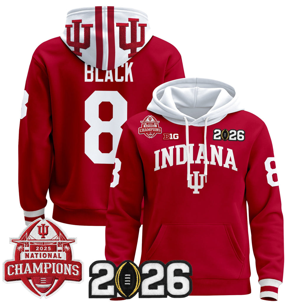 Men's Indiana Hoosiers 2025 National Champions & 2026 CFP Final Patch Premium Pullover Hoodie V2 - All Stitched