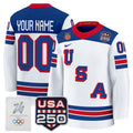 2026 USA Olympic 250America Patch Premium Custom Hockey Jersey - All Stitched