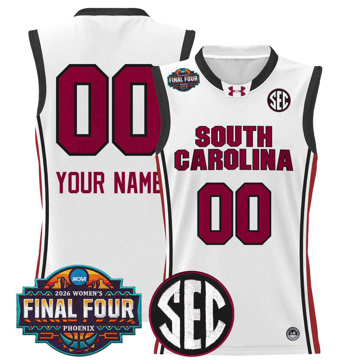 South Carolina Gamecocks 2026 Women's Tournament Final Four Custom Basketball Jersey - All Stitched