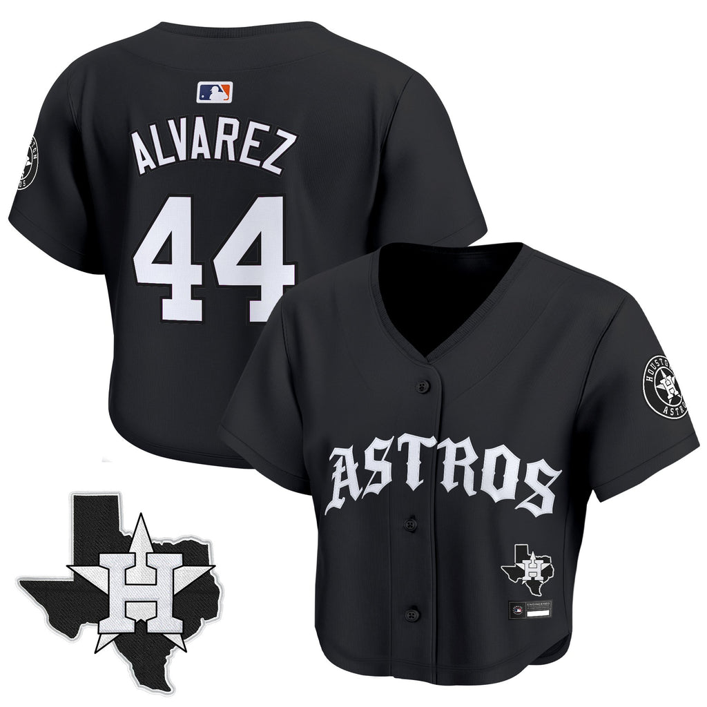 Women's Houston Astros 'Old English Edition' Crop Top Baseball Jersey - All Stitched