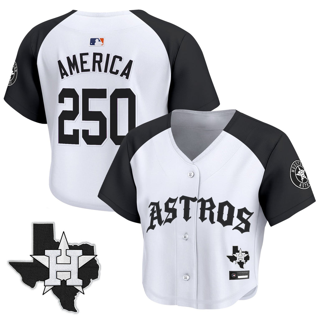 Women's Houston Astros 'Old English Edition' Crop Top Baseball Jersey - All Stitched