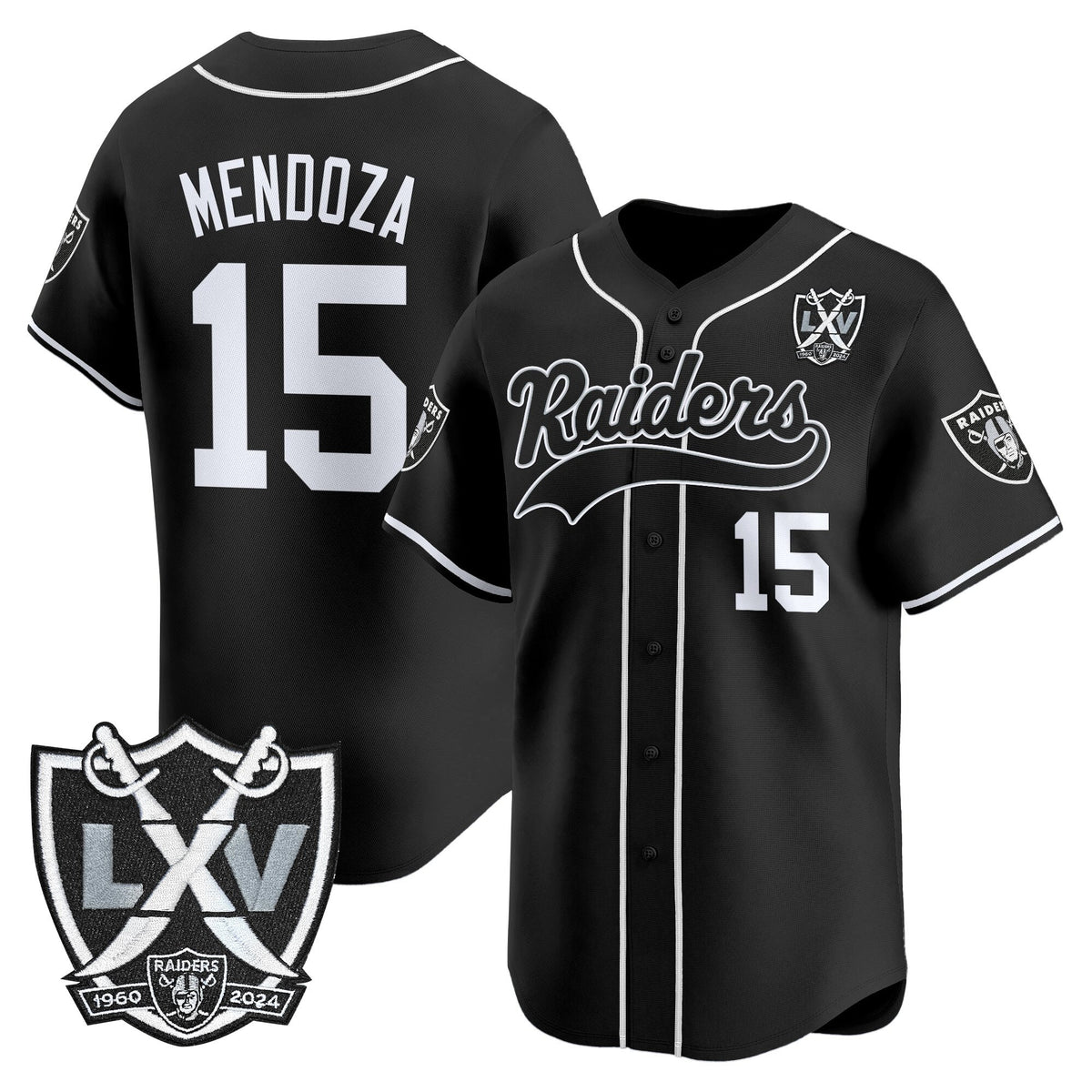 Men's Las Vegas Raiders 65th Anniversary Patch Vapor Baseball Jersey - All Stitched