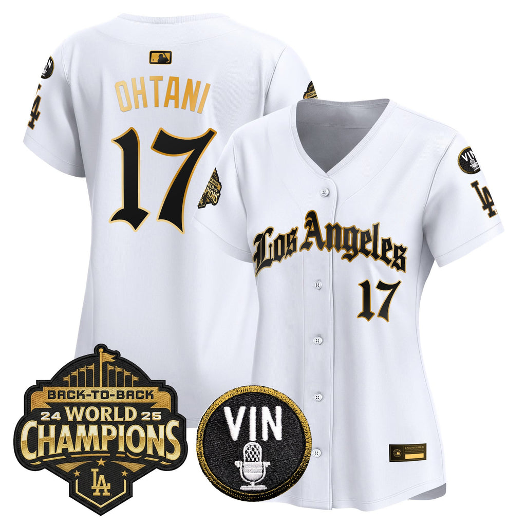 Women's Dodgers 2025 Back-To-Back Champions Vapor Premier Limited Jersey - LA Gothic Edition - All Stitched