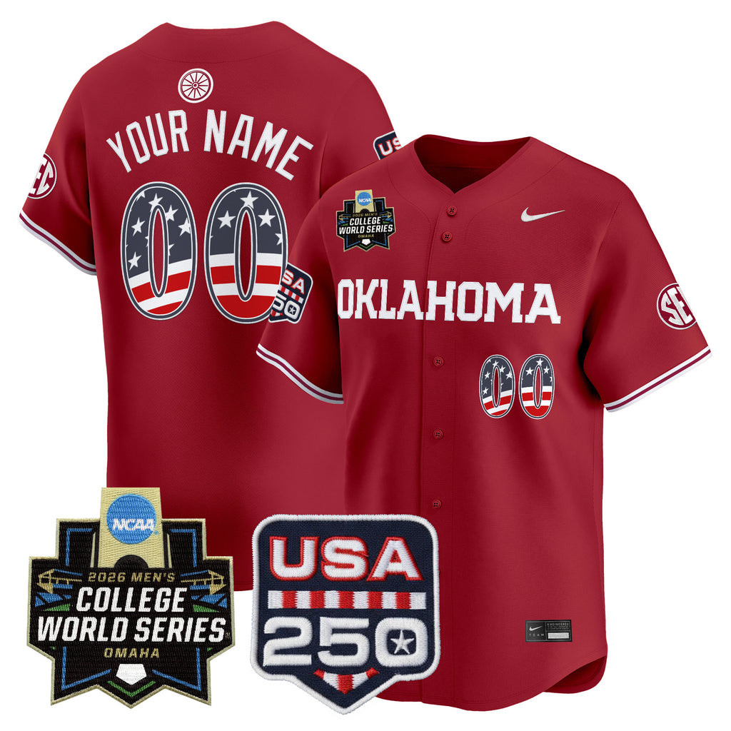 Oklahoma Sooners USA 250 Fourth of July Vapor Premier Limited Custom Jersey - 2026 World Series Patch - All Stitched