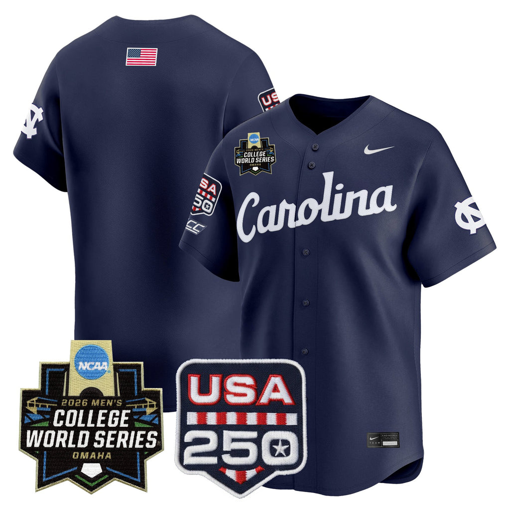 Men's North Carolina Tar Heels USA 250 Fourth of July Vapor Premier Limited Jersey - 2026 World Series patch - All Stitched