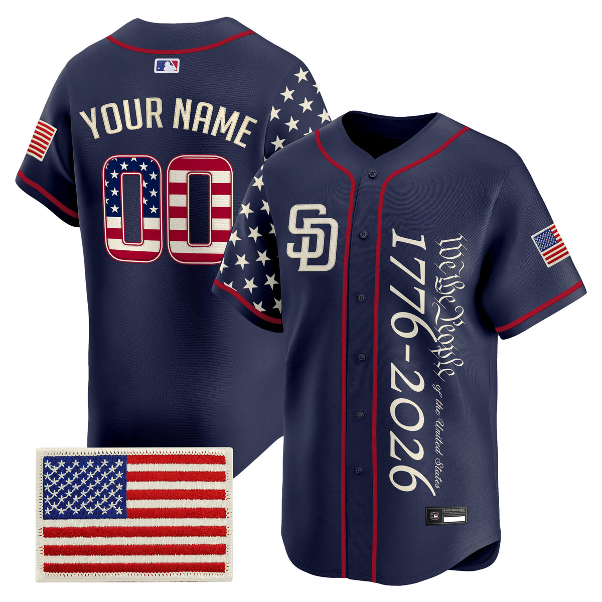 San Diego Padres "America250 Edition" Vapor Premier Limited Custom Jersey V2 - All Stitched