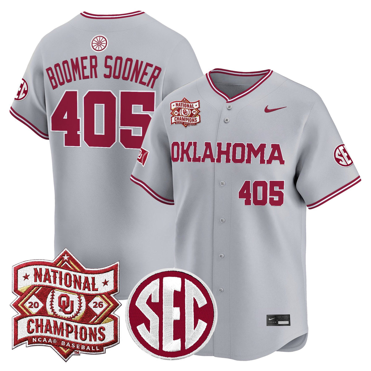 Men's Oklahoma Sooners 2026 National Champions Patch Vapor Premier Limited Jersey V2 - All Stitched