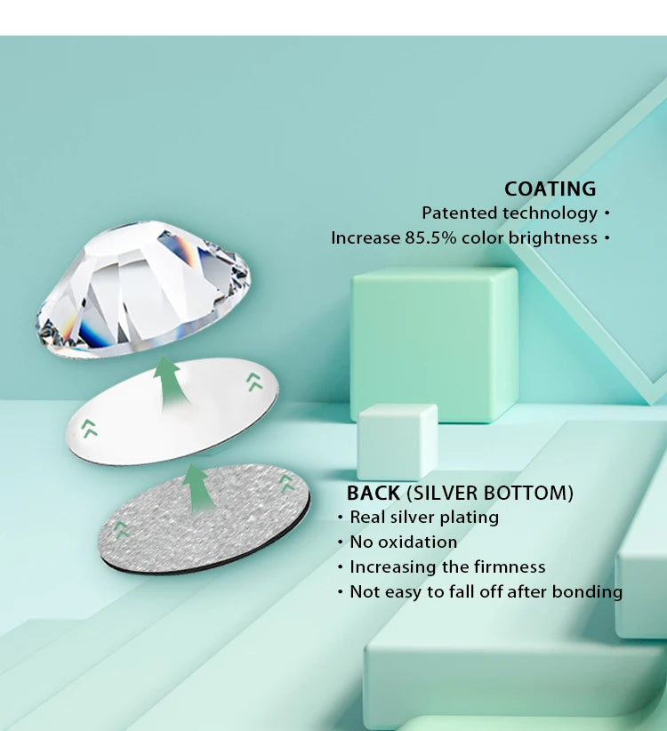 YHB Bright Series Dazzling Nonhotfix 16cut Golden Flatback Hotfix Rhinestones For Shoes Bags Garment SS16 SS20 SS30